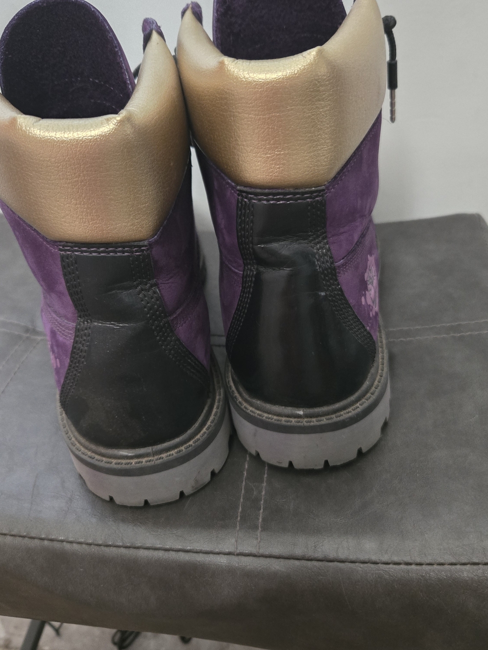 Timberland Women's Hip Hop Limited Purple Suede Lace-Up Boots with Gold Collar - Picture 6 of 6